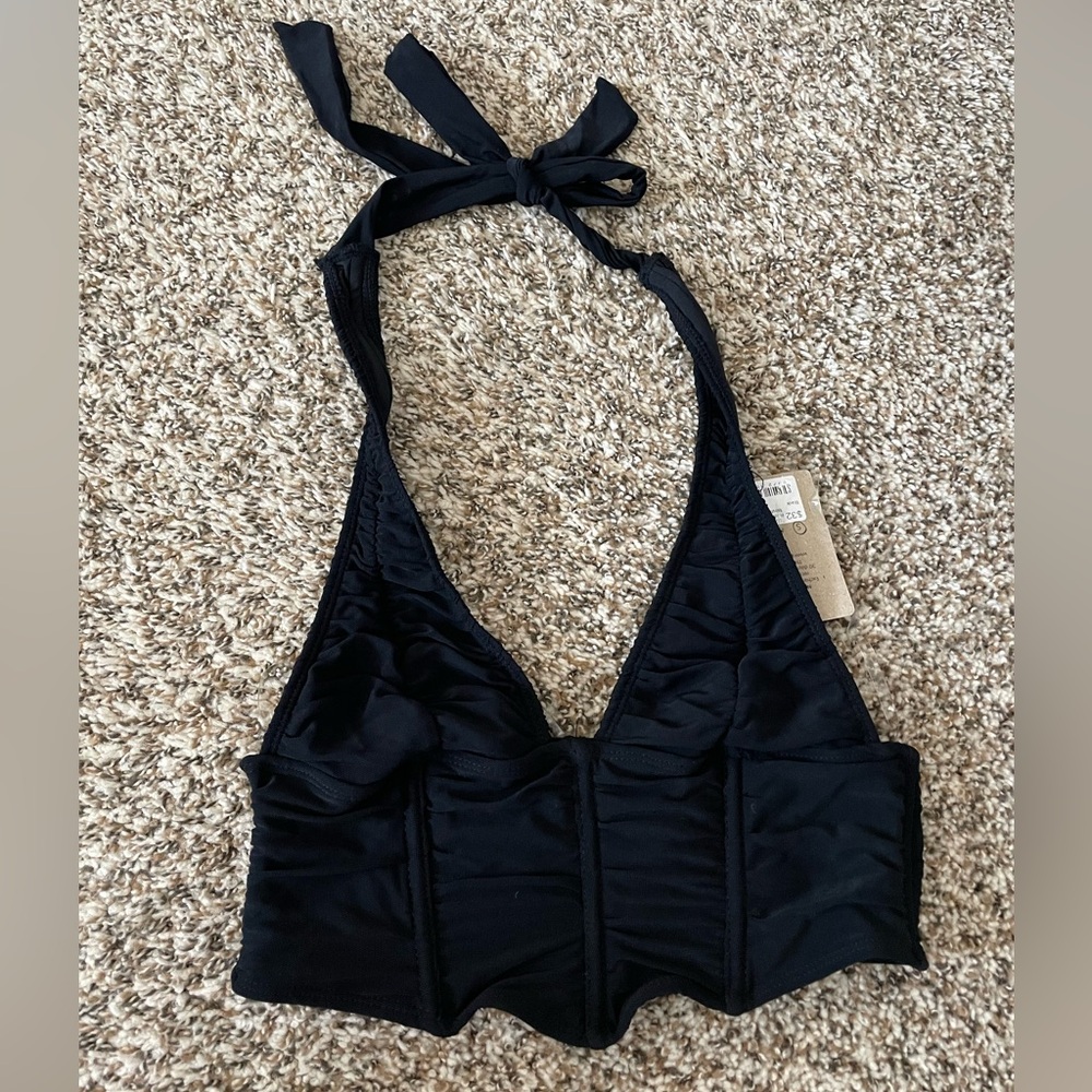 Black halter corset top